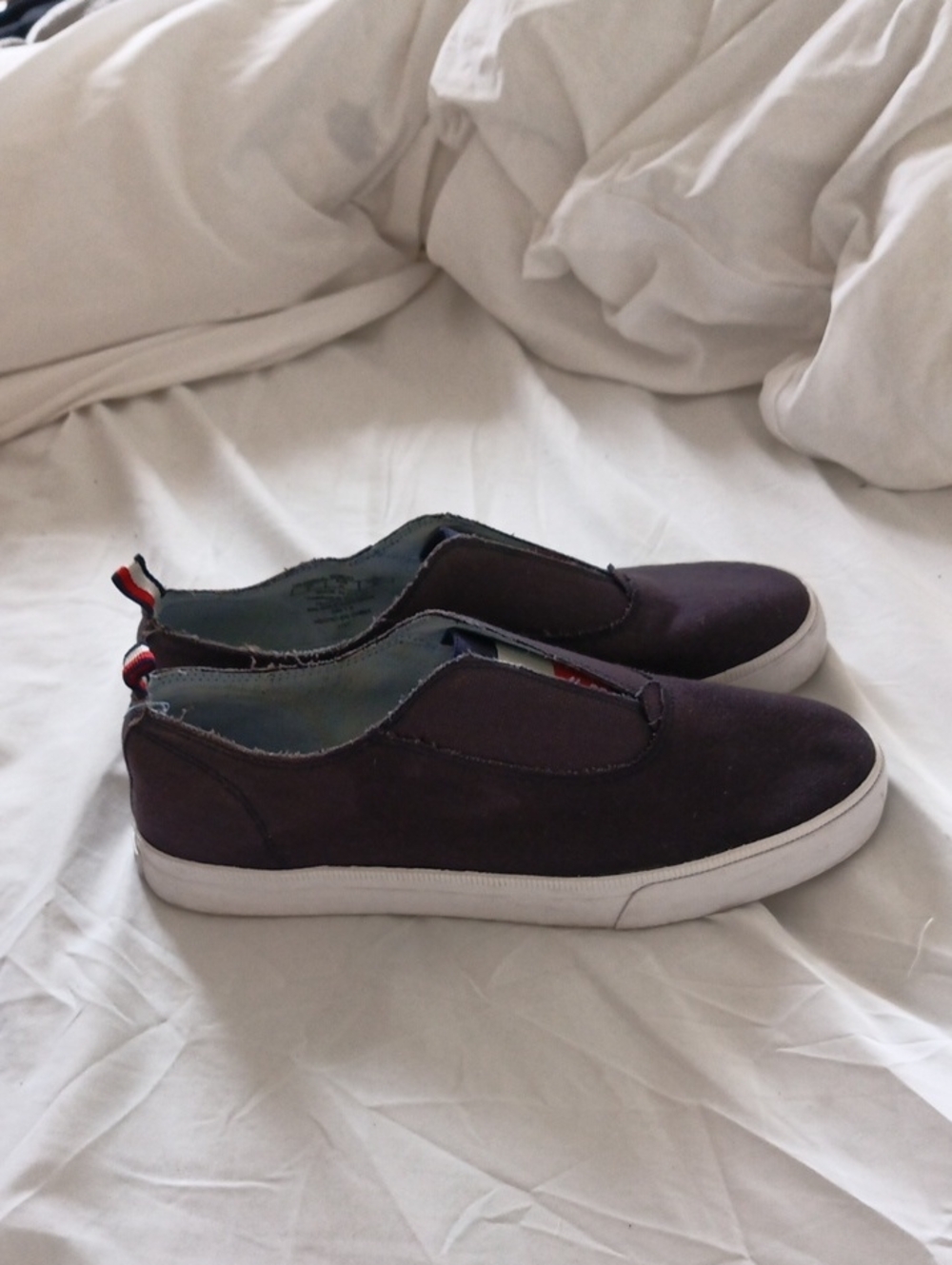 Tommy Hilfiger Men's Slip-On Sneakers in Deep Purple with White Sole